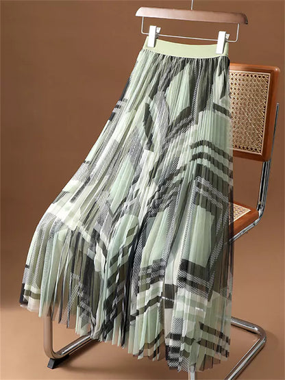 Tüll-Midirock mit Tinten-gefärbtem Muster für Damen