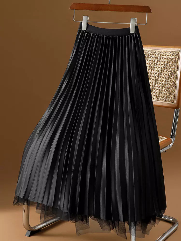 Hochwertiger, beidseitig tragbarer Tüllrock mit Schleife, unregelmäßigem Saum und A-Linien-Schnitt für Damen