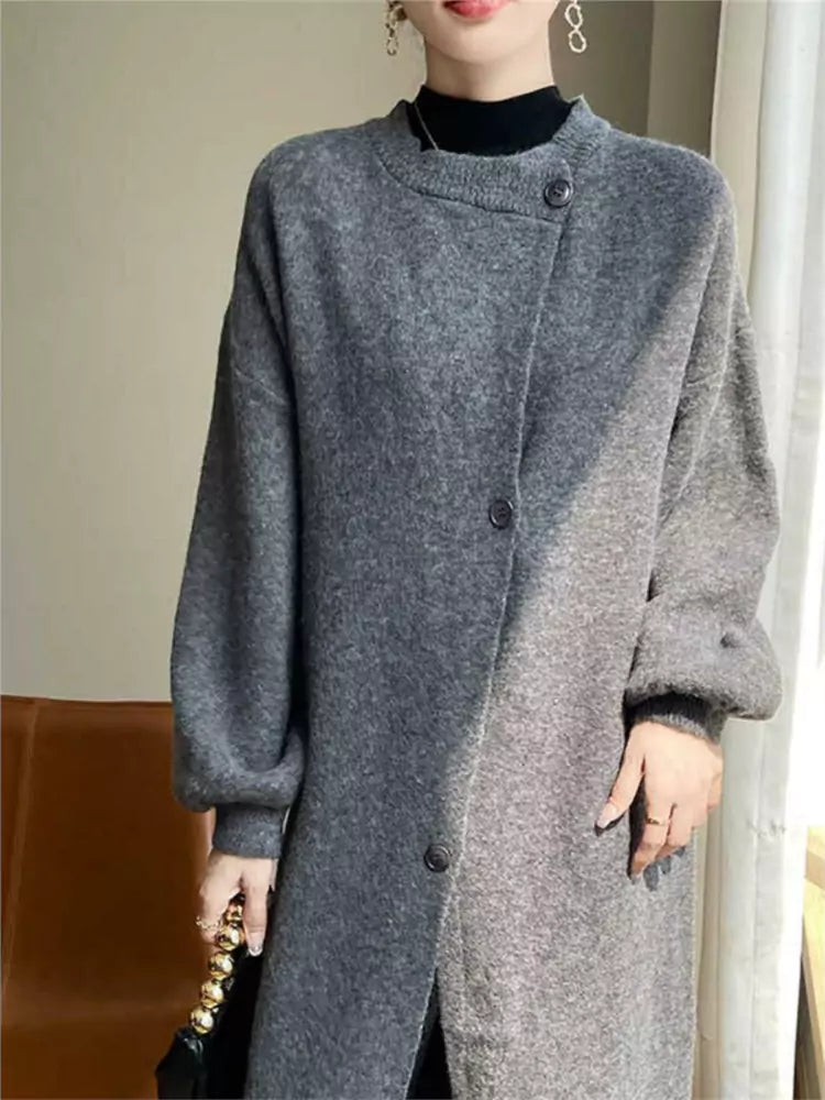 Cárdigan largo de punto vintage para mujer