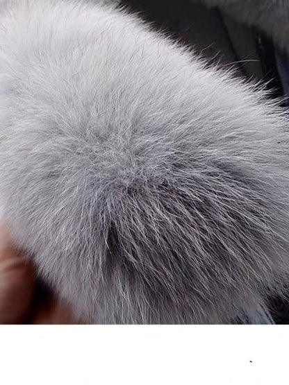 Jeansjacke mit abnehmbarem Futter aus Kunstfuchsfell für Damen