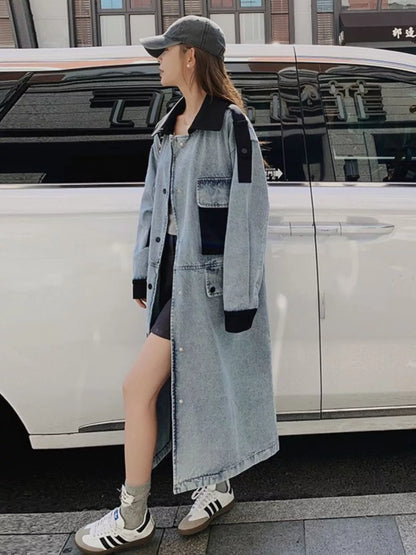Langer Jeans-Trenchcoat für Damen