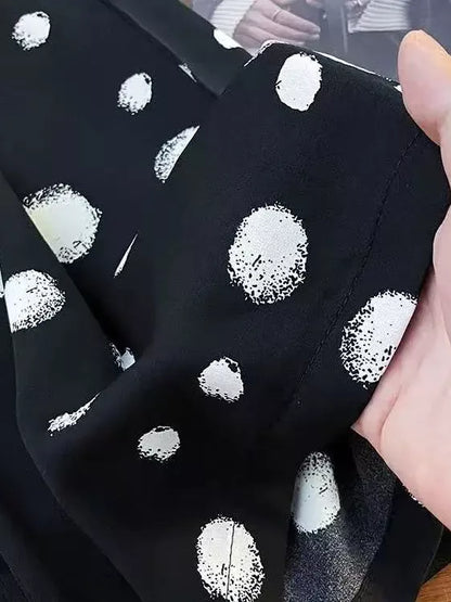 Pantalones anchos de gasa con lunares vintage para mujer