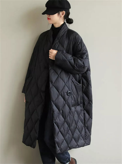 Roter, mittellanger Steppmantel mit Stehkragen für Damen