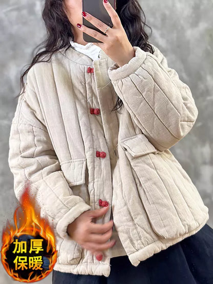 Vintage-Damenmantel aus gesteppter Baumwolle im chinesischen Stil in Rosa