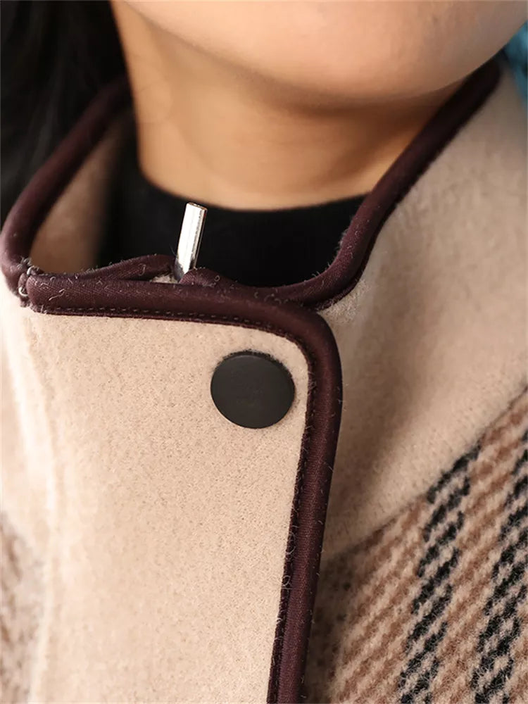 Plaid Fleece-Lined Zip-Up Jacket for Women