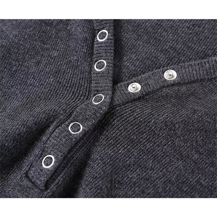 Dark Gray Sweet-Chic V-Neck Slim Knit Top for Women