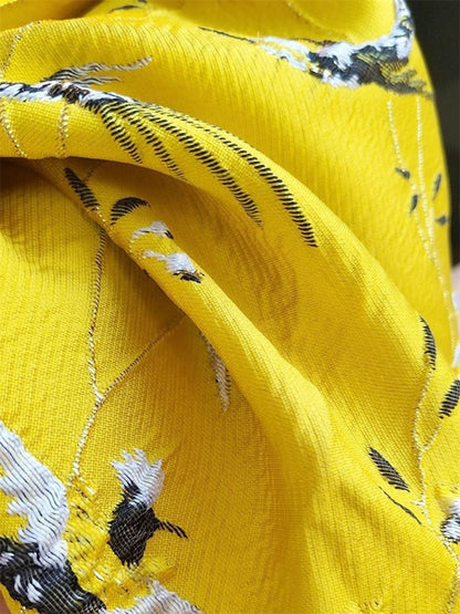 Gelbe Brokat-Jacquard-Weste im Vintage-Stil (chinesischer Stil) für Herbst/Winter mit Froschknöpfen