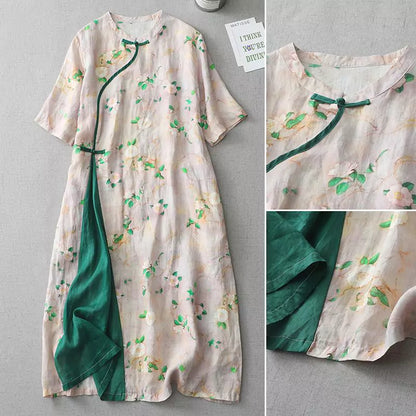 Vintage Floral Qipao Dress – Elegant Modern Chinese Cheongsam for Daily Wear