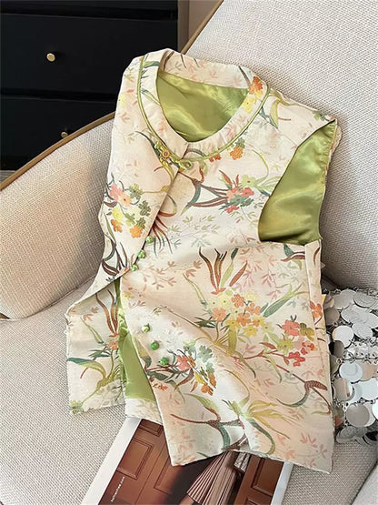 Trendige, floral bestickte Weste für Damen – Elegante neue Frühlingsweste im chinesischen Stil