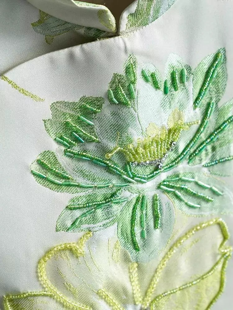 Elegante chaleco floral de jacquard para mujer: nueva prenda de moda china para la primavera de 2025