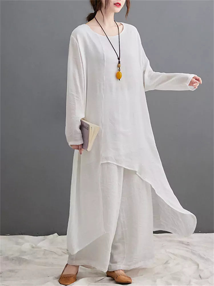 Women's Chinese Zen Meditation Outfit Cotton Linen Tai Chi Set with Buddhist-Inspired Design