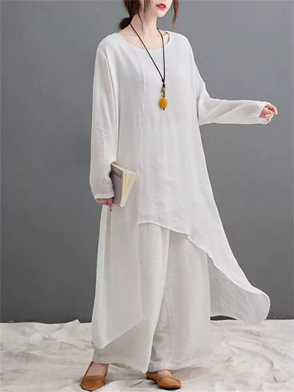 Conjunto de meditación zen china para mujer, de algodón y lino, con diseño de inspiración budista.