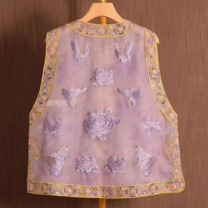 Damen-Frühlingsweste im chinesischen Stil, bestickt mit Jacquardmuster und Retro-Knoten