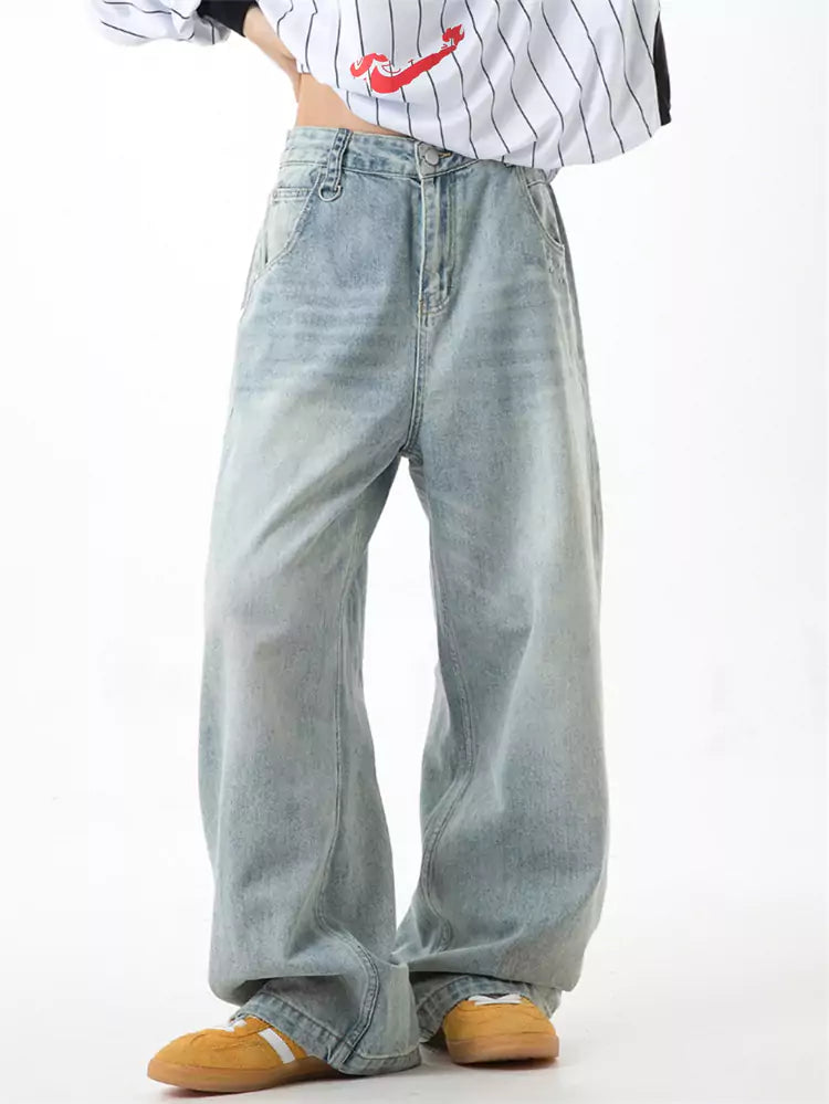 American Vintage Loose Fit Wide-Leg Cargo Denim Jeans for Women