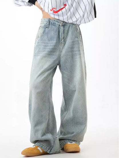 Vaqueros cargo de pierna ancha y corte holgado estilo vintage americano para mujer