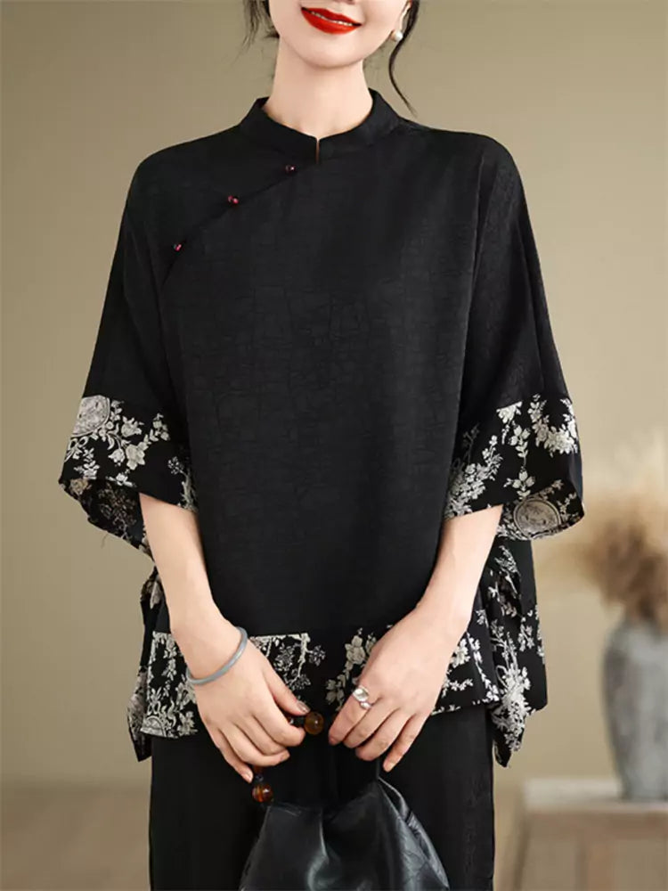 Fashionable Plus Size Xiangyun Silk Blouse for Women