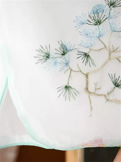 Vintage weißes, besticktes, ärmelloses Top mit Seitenschlitzen für Damen