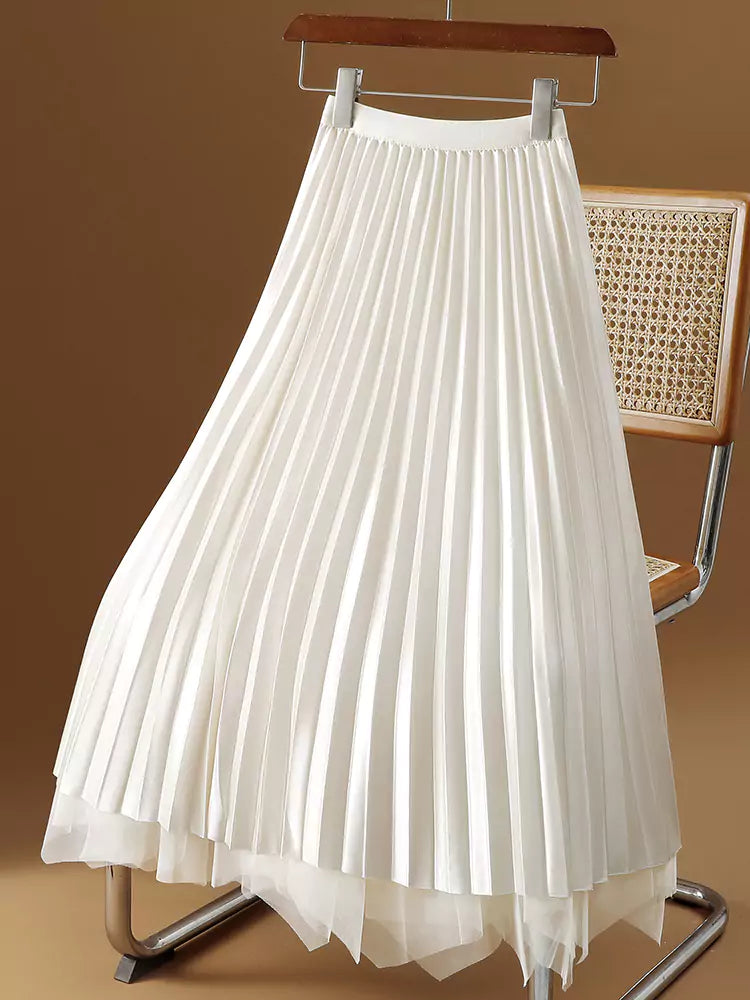 High-End Two-Way Wear Bowknot Tulle Irregular Hem A-Line Fairy Skirt for Women