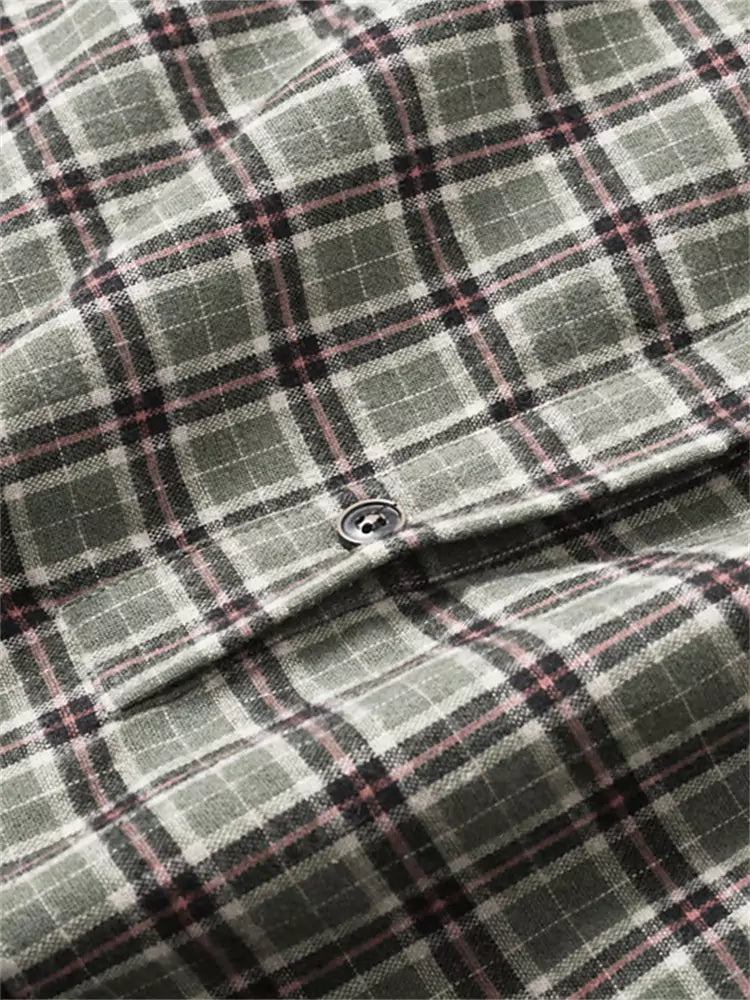Vintage Plaid Loose Fit Dress with Pockets for Women