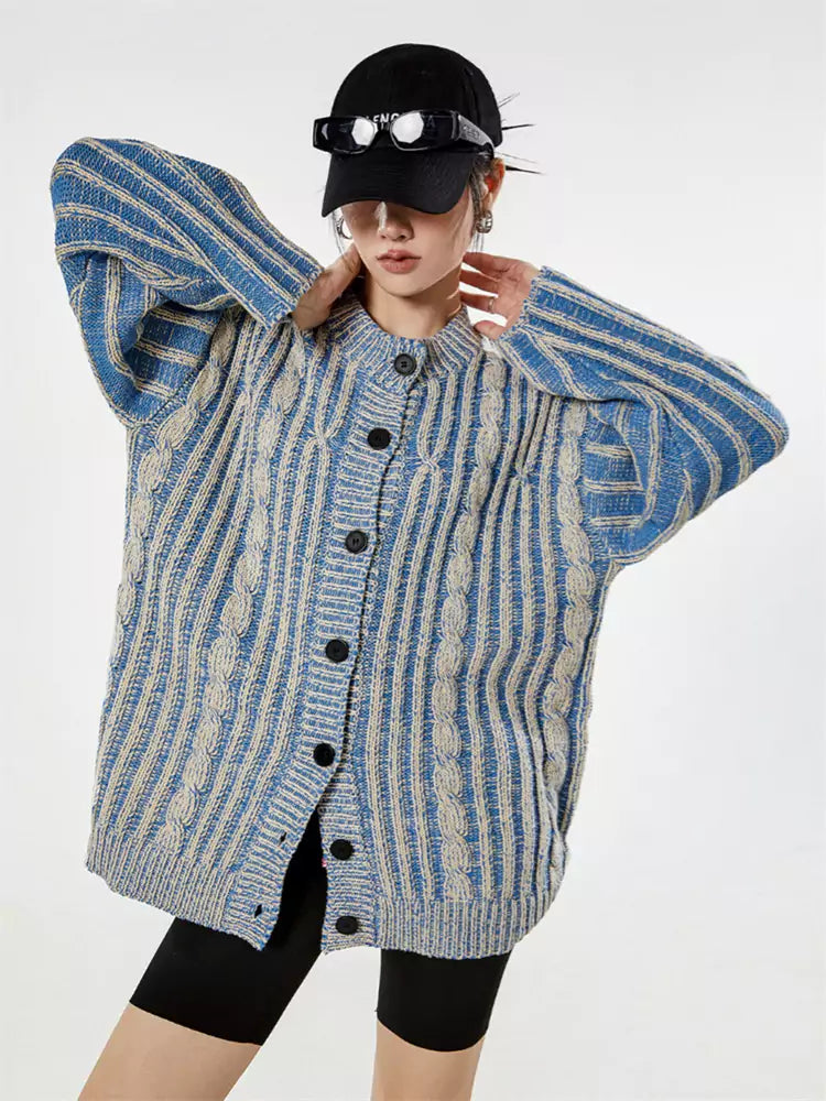 Cárdigan de punto holgado vintage para mujer