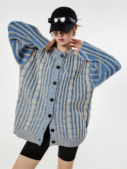 Cárdigan de punto holgado vintage para mujer