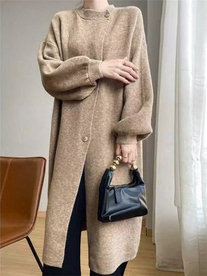 Cárdigan largo de punto vintage para mujer