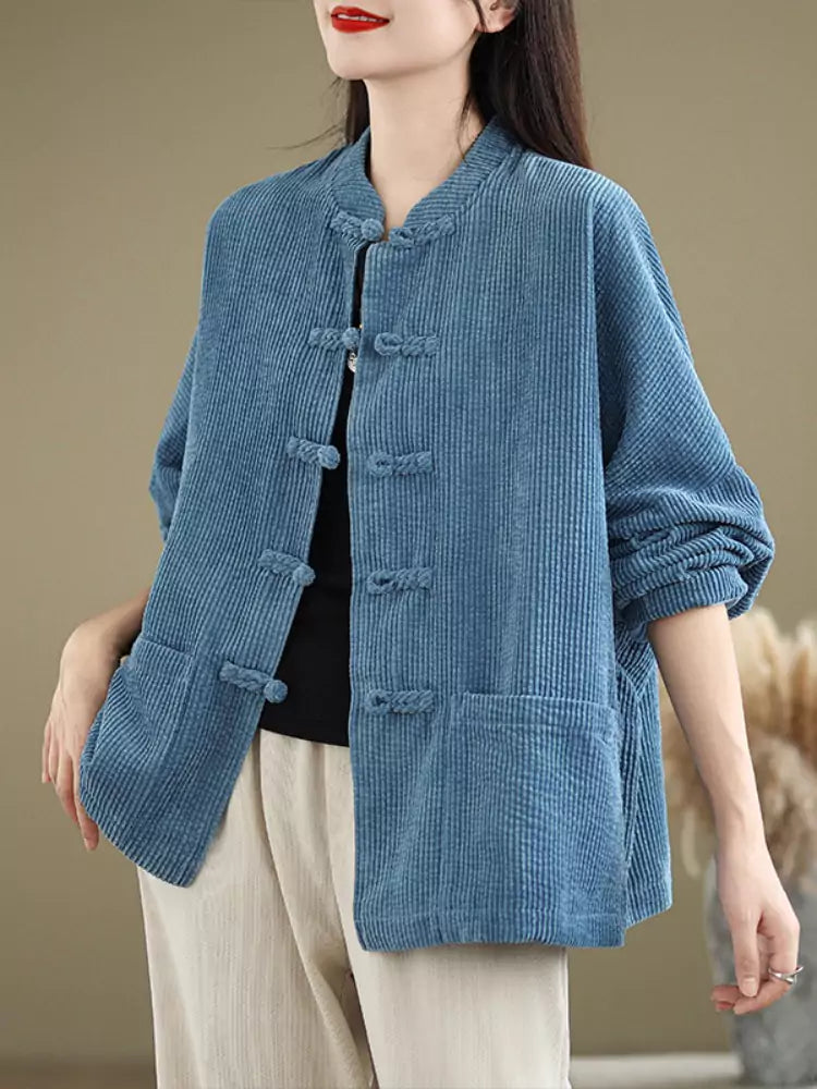 Corduroy Vintage Long Sleeve Jacket for Women