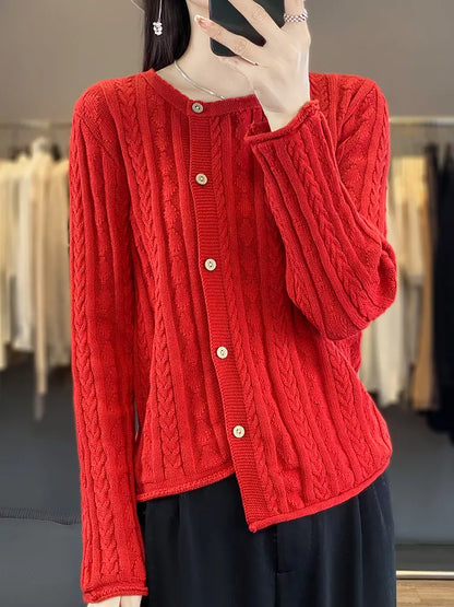 Cárdigan de punto de algodón para mujer con diseño asimétrico