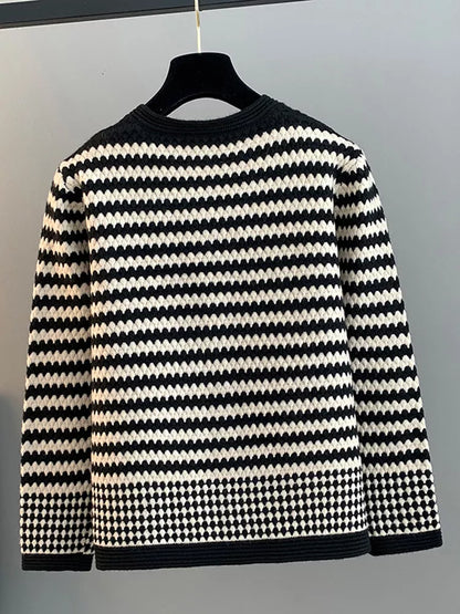 Cárdigan de punto a rayas para mujer