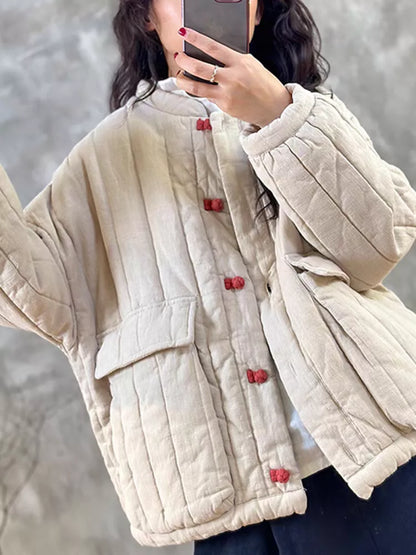 Vintage-Damenmantel aus gesteppter Baumwolle im chinesischen Stil in Rosa