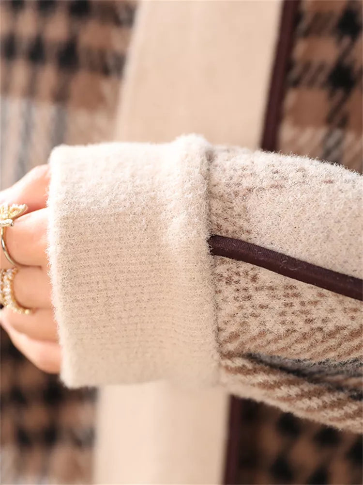 Plaid Fleece-Lined Zip-Up Jacket for Women