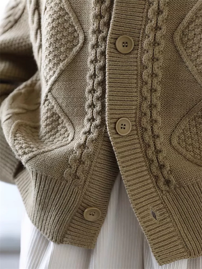 Japanese Style Soft Vintage Oversized Chunky Knit Cardigan