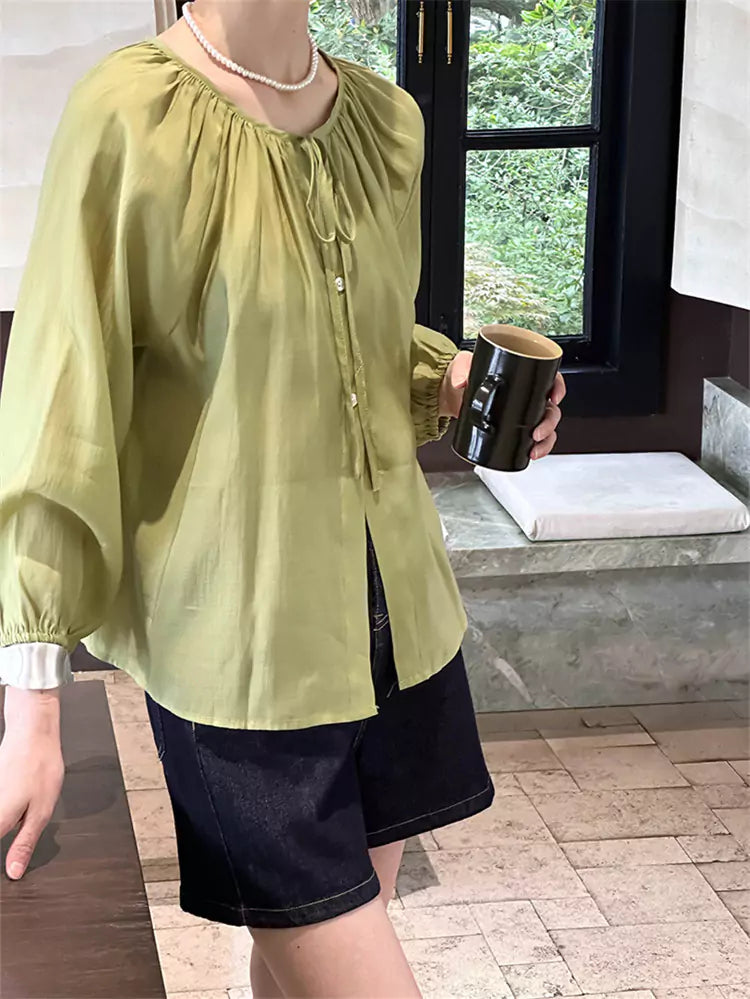 Chic Silk Blouse with Oriental Flair