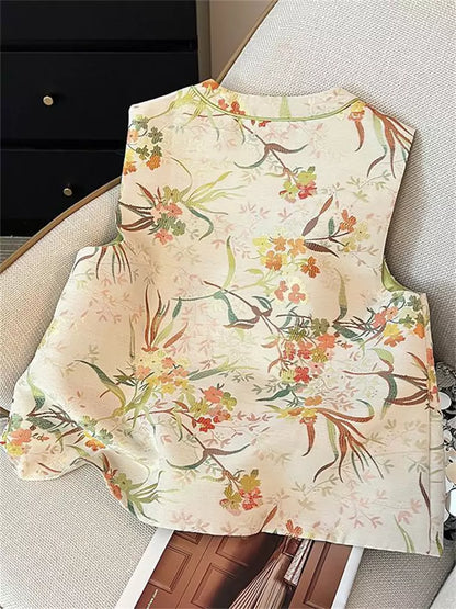 Trendige, floral bestickte Weste für Damen – Elegante neue Frühlingsweste im chinesischen Stil