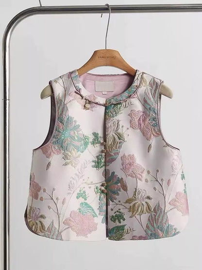 Stilvolle, strukturierte Song-Brokatweste – Elegante Damenweste im neuen chinesischen Stil