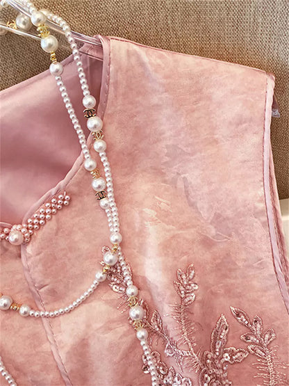 Neue bestickte Weste im chinesischen Stil für Damen mit Perlenknöpfen