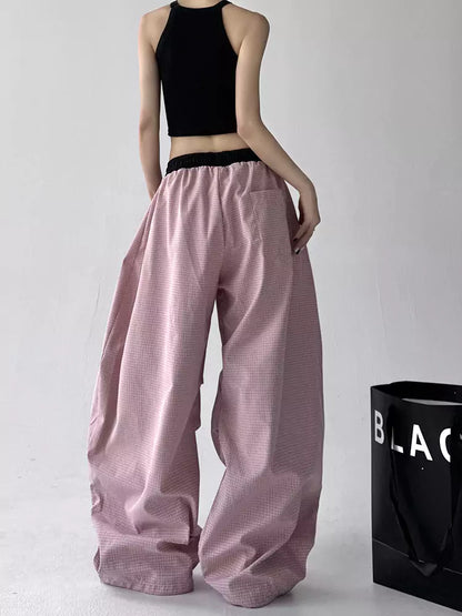 Pantalones holgados a rayas estilo urbano americano para mujer