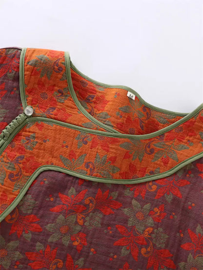 Nuevo conjunto de salón de gasa doble de algodón de estilo chino para mujer