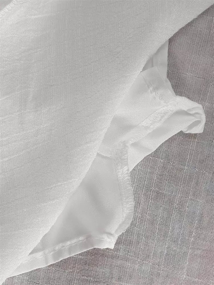 Asymmetrischer A-Linien-Midirock aus Baumwoll-Leinen-Mischgewebe mit Spitzenbesatz für Damen