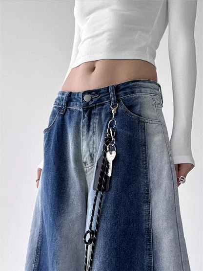 Vintage Jeans aus gewaschenem, geschwungenem Denim mit Farbverlauf für Damen