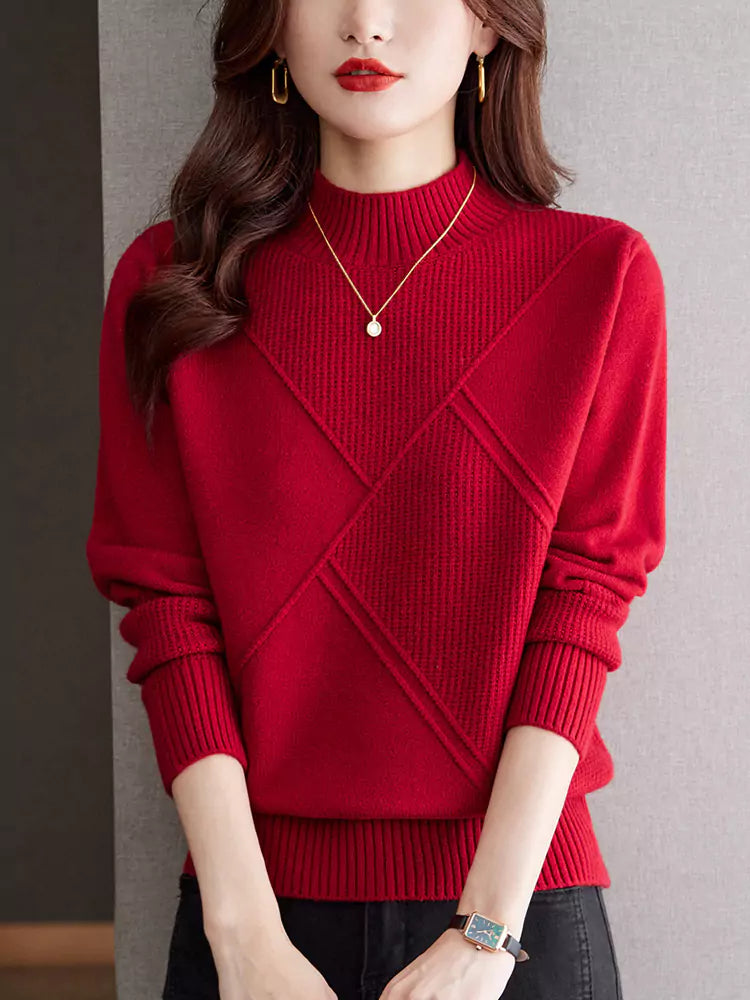 Beigefarbener Rollkragenpullover für Damen