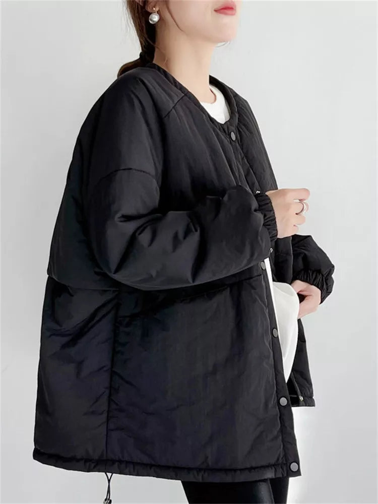 Schwarze, weiche und leichte Steppjacke für Damen