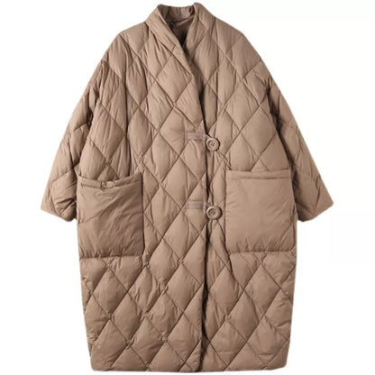 Roter, mittellanger Steppmantel mit Stehkragen für Damen