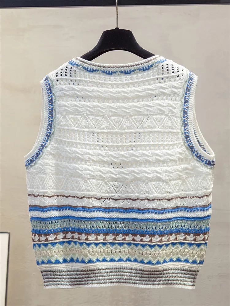 Strickweste mit V-Ausschnitt und Knopfleiste für Damen