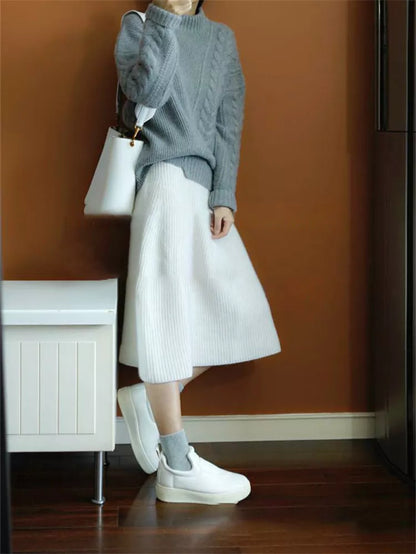 Suéter de punto trenzado grueso con cuello alto para mujer: jersey grueso y cálido para invierno