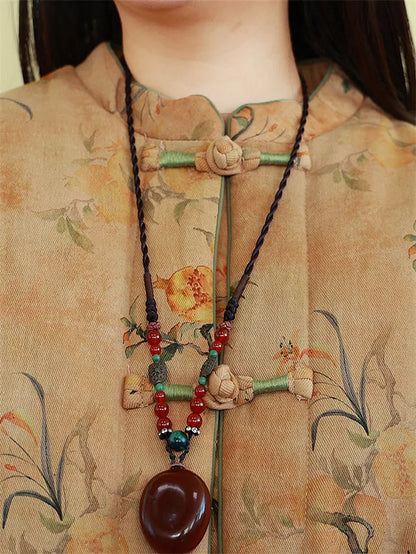 Women's Vintage Chinese Style Floral Padded Coat with Frog Buttons