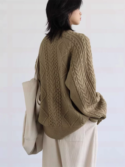 Japanese Style Soft Vintage Oversized Chunky Knit Cardigan
