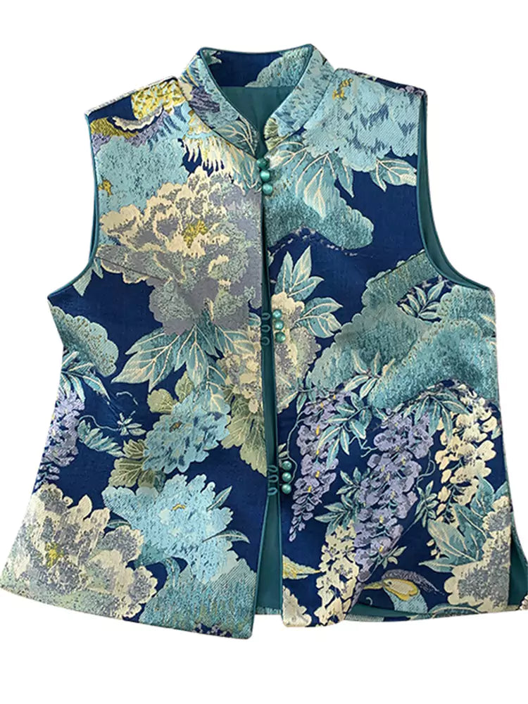 Chic Embroidered Vest with Oriental Flair