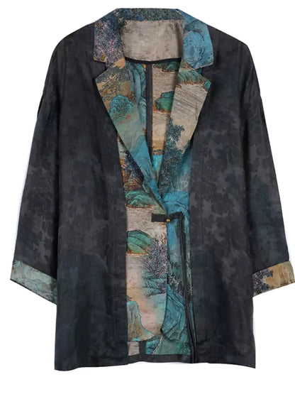 Stylish Spring Autumn Floral Vintage Loose-Fit Jacket for Women