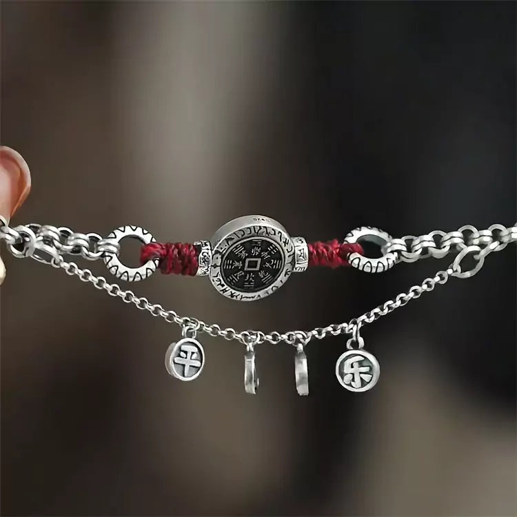 Nuevo collar con colgante étnico de paz y alegría de plata tibetana de estilo chino